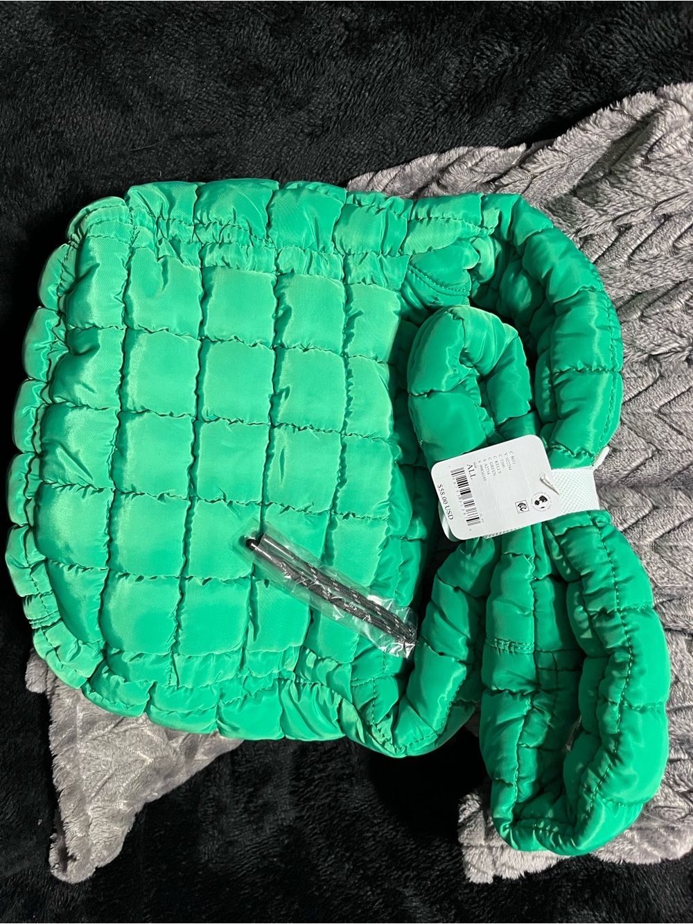 Free People Quilted Puffy Crossbody Bag - Bright Green